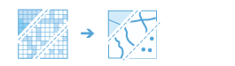 Two-part diagram that results in a polygon, line, or point feature layer